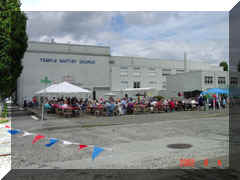 An overview of the parking lot anniversary celebration.