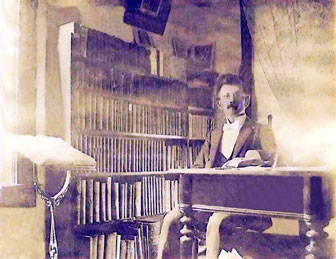 Pastor Oberg in the study.