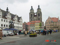 The Marketplace in Wittenburg - St. Mary's Church Twin Steeples