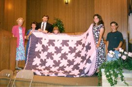 Quilt made for the Shanks in 1997 - Left to right- Marilyn Nelson, Kathleen Shank, Gary Shank and children.