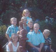 Mandy with choclate bunny and grandchildren, Sherryl, Keith, Philip, Natalie, Brian and Todd-taken in spring of 1970.